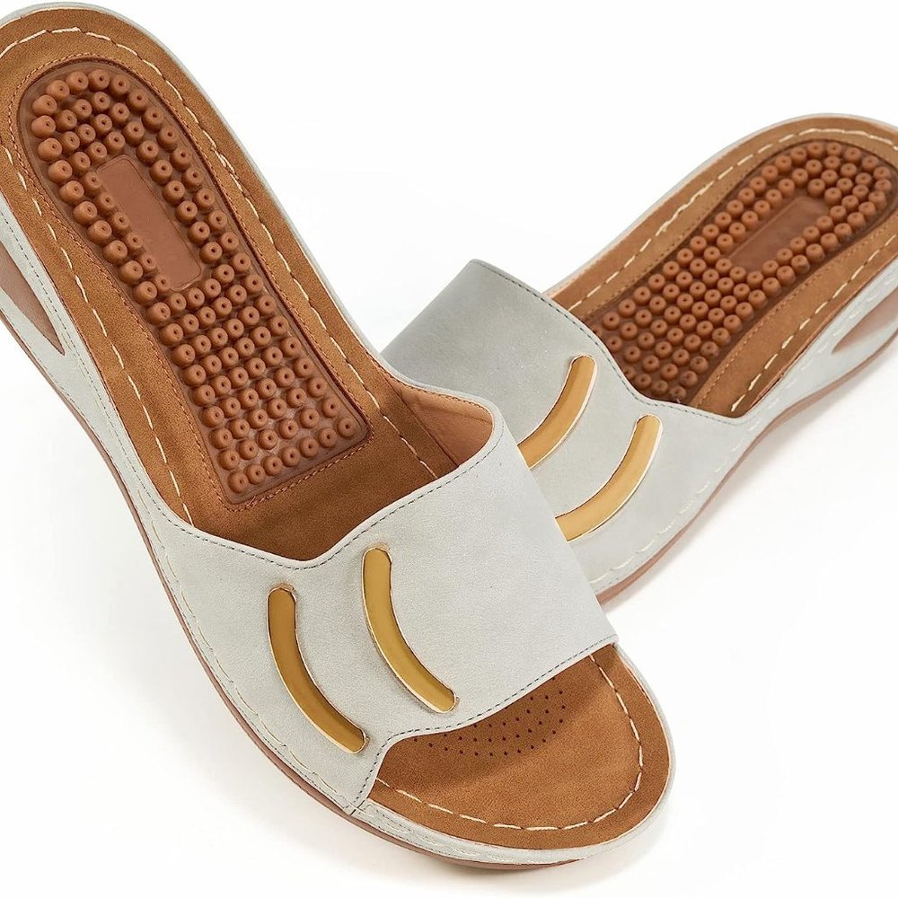 Ecetana Women's Sandals with Arch Support Wedges Adjustable Slides